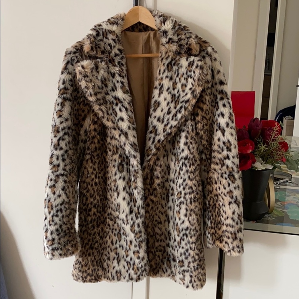 Faux Fur Cheetah Print Coat